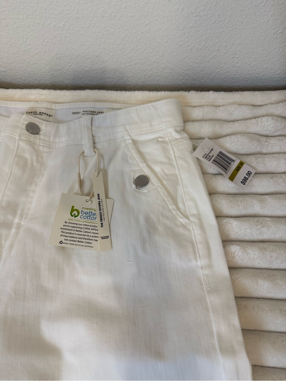Curve Appeal white high rise wide leg crop jeans Size 14 32 - Picture 2 of 12